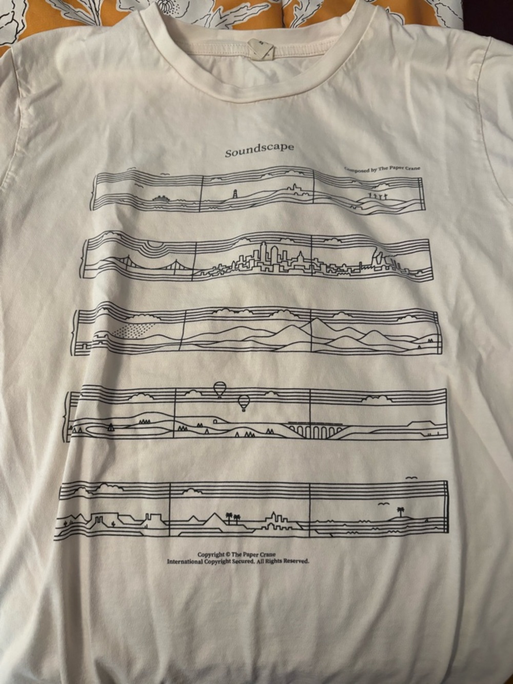 Organic cotton white 'Soundscape' Short Sleeve Graphic Tee